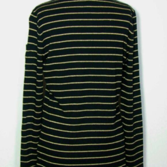Ralph Lauren Classic Black W Gold Metallic Stripes Scoop Neck Long Sleeve Office - Picture 5 of 5